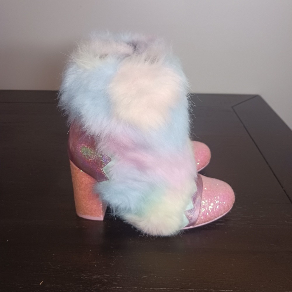 Irregular Choice Zodiac Faux Fur Glitter Ankle Boots Womens 6 EU 37 Fantasy